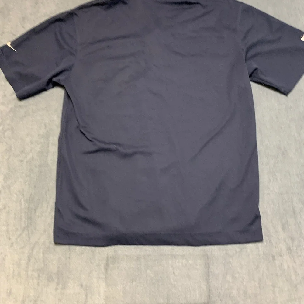 Nike Dri-Fit Polo Shirt Mens Medium Navy Blue Logo Short Sleeve Golf Performance
